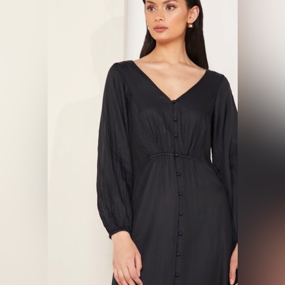 💫 FREE PEOPLE ‘Later Days’ Cutout Back Midi Dress in Black Sz 8 - EUC - Picture 10 of 15